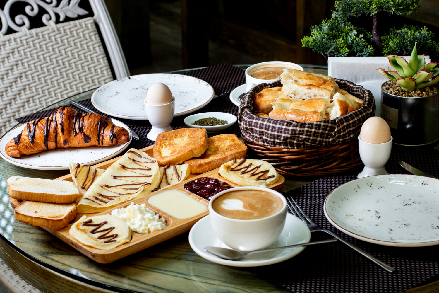 cup-hot-cappuccino-chocolate-croissant-with-breakfast